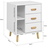 SoBuy nočna omarica s tremi predali v beli barvi v skandinavskem slogu, (20815134) | Shoptok.si