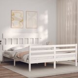 vidaXL Posteljni okvir z vzglavjem bel 5FT trden les | Shoptok.si