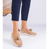 Gemre Beige women's platform loafers with embellishment Selerina | Shoptok.si