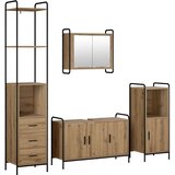  Set ormarića za kupaonicu 4 kom. Hrast artisan - Hrast artisan Ormar ispod sudopera (3 vrata) + viseći ormar + kupaonski ormar ( | shoptok.hr