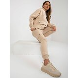 Fashion Hunters Beige women's tracksuit with cargo trousers Cene
