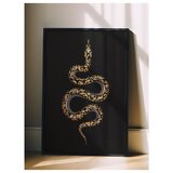Wallxpert uramljena slika 115263, zlatna zmija, minimalistički motiv na crnoj pozadini, 50 x 70 cm, crni ram | Eponuda.com