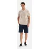 Dagi Navy Blue Two-Thread Shorts with Pocket