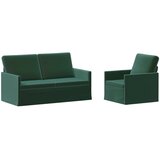  Set sofe 2 pcs Tamnozelena Baršun - Tamnozelena Jednostruka + Dvostruka (140 cm) | shoptok.hr