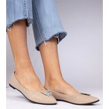 Gemre Champagne women's glitter ballet flats with butterfly Denny | Shoptok.si