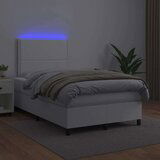  Box spring postelja z vzmetnico LED bela 120x200cm umetno usnje, (20725109) | Shoptok.si