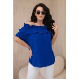 Kesi Spanish blouse with decorative ruffle cornflower blue Cijene