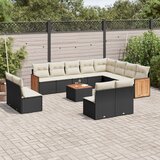  13-dijelni set vrtnih sofa s jastucima poliratan crni | shoptok.hr