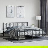 vidaXL Kovinski posteljni okvir z vzglavjem in vznožjem črn 180x200 cm | Shoptok.si