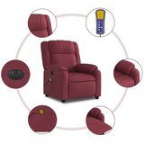 Električni masažni naslonjač od tkanine crvena boja vina | shoptok.hr