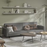  The Living Store Kavč dvosed z ležiščem sivo umetno usnje - Raztegljiv Kavč, (21450865) | Shoptok.si