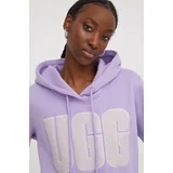 Ugg Pulover ženska, vijolična barva, s kapuco