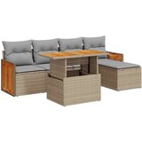 vidaXL 6-dijelni set vrtnih sofa s jastucima bež od poliratana bagrem | shoptok.hr
