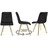  Okretna stolica CIEZA 360, crni baršun, zlatne metalne noge, set 3 kom | shoptok.hr