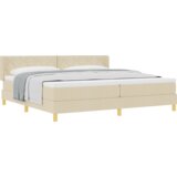  Postelja z vzmetnico z vzmetnico krema 200 x 200 cm blago, (5000127801) Slike