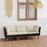The Living Store Vrtni kavč trosed z blazinami črn poli ratan - Vrtni Kavč, (21477194) Cene