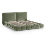 Micadoni Zelena oblazinjena zakonska postelja s prostorom za shranjevanje z letvenim dnom 200x200 cm Solange – | Shoptok.si