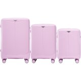 WINGS set od tri kofera Nimfa od polipropilena veličine V M S bijelo rozičasti | shoptok.hr