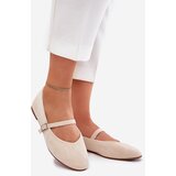 Boto Flat Ballerinas With Strap Eco Suede Beige Tirilina | Shoptok.si