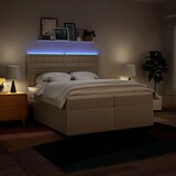  Krevet s oprugama i madracem krem 200 x 200 cm od tkanine | shoptok.hr