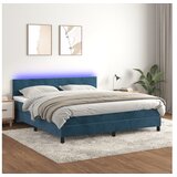 vidaXL Box spring postelja z vzmetnico LED temno modra 180x2 Cene