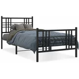 Metalni okvir kreveta uzglavlje i podnožje crni 107x203 cm