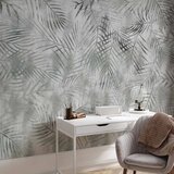  Foto tapeta - Minimalist landscape - nature motif with grey exotic leaves 343x256 | shoptok.hr