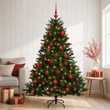  Umjetno božićno drvce s kuglicom 120 cm 150 LED lampica - Zelena 120 cm s LED-ima i crvenim lopticama | shoptok.hr