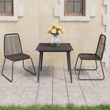 PVC 3-dijelni vrtni blagovaonski set od ratana crni Cijene
