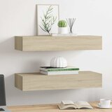  Zidne police s ladicom 2 kom boja hrasta 60 x 23,5 x 10 cm MDF | shoptok.hr