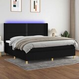  Krevet box spring s madracem LED crni 200x200 cm od tkanine | shoptok.hr