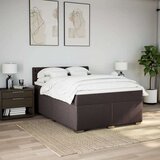 vidaXL Box spring postelja z vzmetnico temno rjava 160x200 cm blago | Shoptok.si