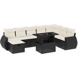 Maison Chic Seti vrtnega pohištva - Vrtna garnitura - Vrtni pohištvo set 9-delna z blazinami črn poli ratan, (21804833) | Shoptok.si