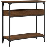Maison Chic konzolna miza - miza ob steni s polico rjavi hrast 75x29x75 cm inž. les, (21786604) | Shoptok.si