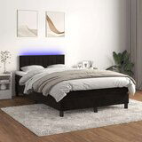  Krevet box spring s madracem LED crni 120 x 190 cm baršunasti | shoptok.hr