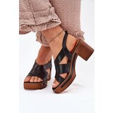 Zazoo Leather Heeled Sandals 1081 Black | Shoptok.si