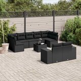  10-dijelni set vrtnih sofa s jastucima crni od poliratana Crna 83 x 62 x 69 cm | shoptok.hr