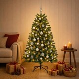  Umjetno božićno drvce srednje zeleno s kuglicama 150 cm - Srednje zelena Ø 80 x 150 cm s 150 LED dioda i srebrnim kuglicama | shoptok.hr
