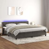  Box spring s madracem LED tamnosivi 200x200 cm baršun Cijene