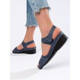 Shelvt Women's blue Velcro sandals | Shoptok.si