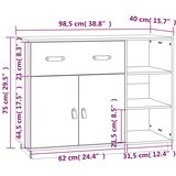  Komoda siva 98,5x40x75 cm od masivne borovine | shoptok.hr