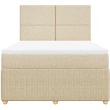  Krevet s oprugama i madracem krem 140 x 190 cm od tkanine | shoptok.hr