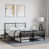 Maison Chic Kovinski Posteljni okvir - Dvoposteljna postelja - Zakonska postelja z vzglavjem in vznožjem črn 140x190 cm, (21695481) | Shoptok.si