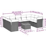 vidaXL 10-dijelni set vrtnih sofa s jastucima crni od poliratana | shoptok.hr