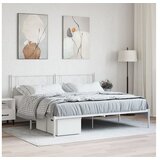 vidaXL Kovinski posteljni okvir z vzglavjem bel 200x200 cm Cene
