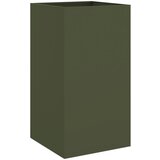 Furnova Cvetlično korito olivno zeleno 42x38x75 cm jeklo, (21921221) | Shoptok.si