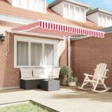 vidaXL Avtomatska retraktibilna tenda Rdeča in bela 300x250 cm | Shoptok.si