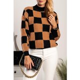 Fenzy pulover z vzorcem &scaron;ahovnice salanilla, kamelje-črn cene