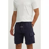 Vilebrequin Lanene kratke hlače BAIE mornarsko modra barva, BAIU3U01