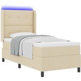 LED Box Spring Krevet s uzglavljem Krema 90 x 200 cm tkanina | Shoptok.si